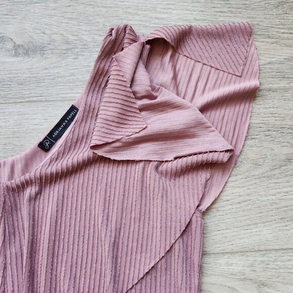 Adrianna Papell Shirt Womens Medium Short Sleeves Drape Flowy Top - Picture 4 of 11